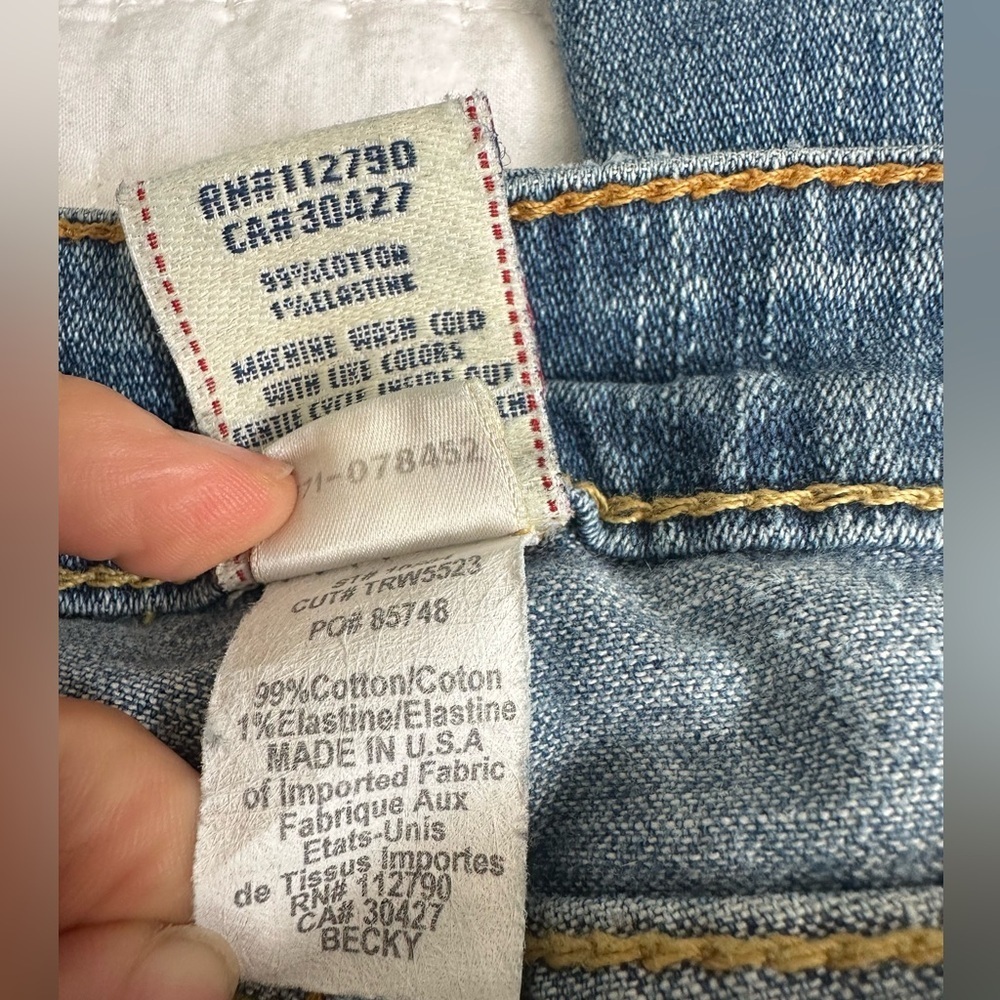 358 True Religion Becky Y2K Low Rise Bootcut Distressed Jeans sz 29 - Picture 5 of 9